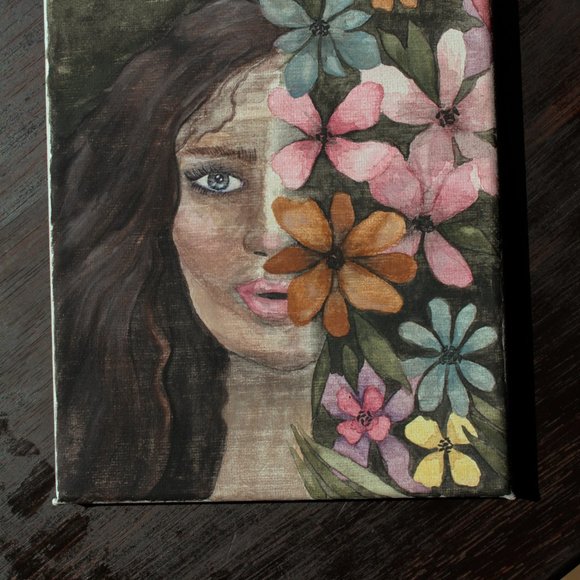 BOTANICAL BABE ✺ watercolor painting (6x8 canvas) - Picture 4 of 4